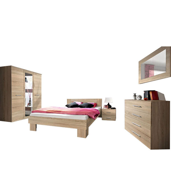 Chambre à Coucher Prestige Chêne + Matelas et 2 Oreillers Gratuits – Image 2