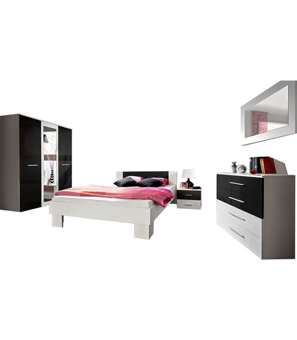 Chambre à Coucher Prestige Noir et Blanc + Matelas et 2 Oreillers Gratuits – Image 4