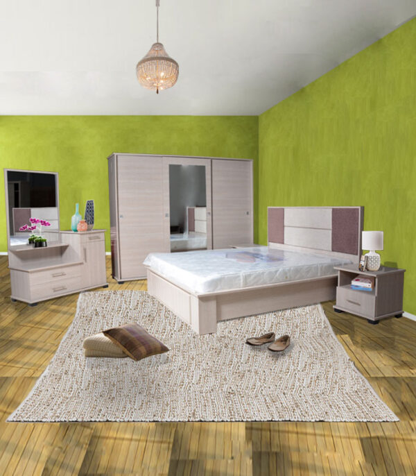 Chambre à Coucher Avec Tête de Lit Blanc et Marron + Matelas et 2 Oreillers Gratuits – Image 2