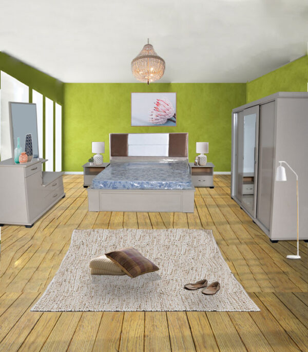 Chambre à Coucher Avec Tête de Lit Blanc et Marron + Matelas et 2 Oreillers Gratuits