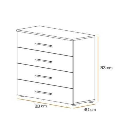 Meuble de Bureau Avec 4 Tiroirs Couleur Chêne