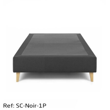 Sommier capitonné noir 1p