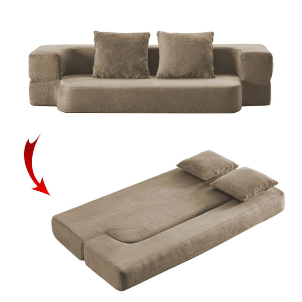 Canapé Lit Pliable En Mousse Avec Coussins Couleur Beige (CA100)