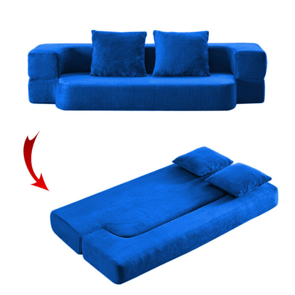 Canapé Lit Pliable En Mousse Avec Coussins Couleur Bleu (CA101)
