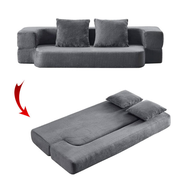 Canapé Lit Pliable En Mousse Avec Coussins Couleur Gris (CA102)