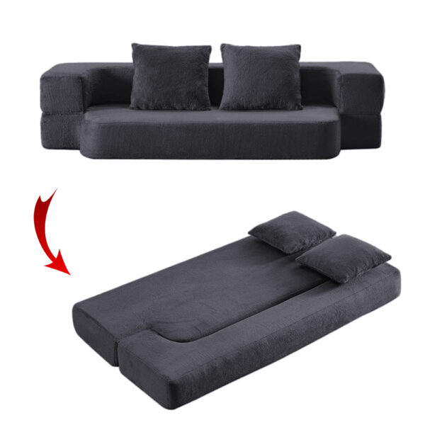 Canapé Lit Pliable En Mousse Avec Coussins Couleur Noir (CA103)