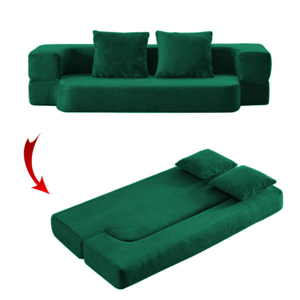 Canapé Lit Pliable En Mousse Avec Coussins Couleur Vert (CA104)