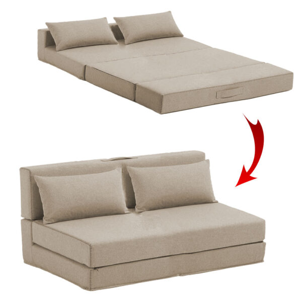Fauteuil Lit Pliable 2 Paces Avec Coussins Couleur Beige (F2P-100)