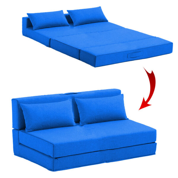 Fauteuil Lit Pliable 2 Paces Avec Coussins Couleur Bleu (F2P-103)