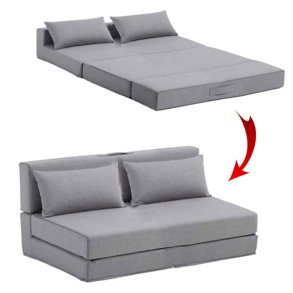 Fauteuil Lit Pliable 2 Paces Avec Coussins Couleur Gris (F2P-101)