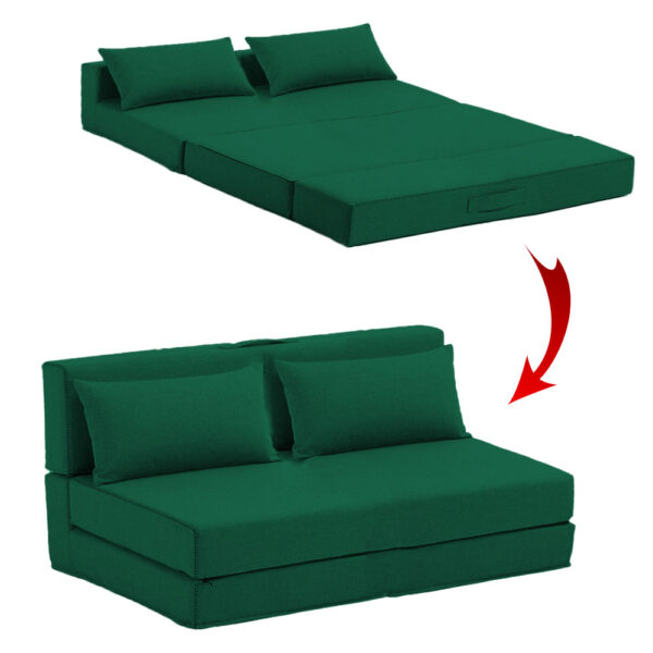 Fauteuil Lit Pliable 2 Paces Avec Coussins Couleur Vert (F2P-102)