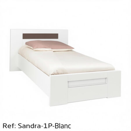 Lit Une Place SANDRA (PSC) (Blanc)