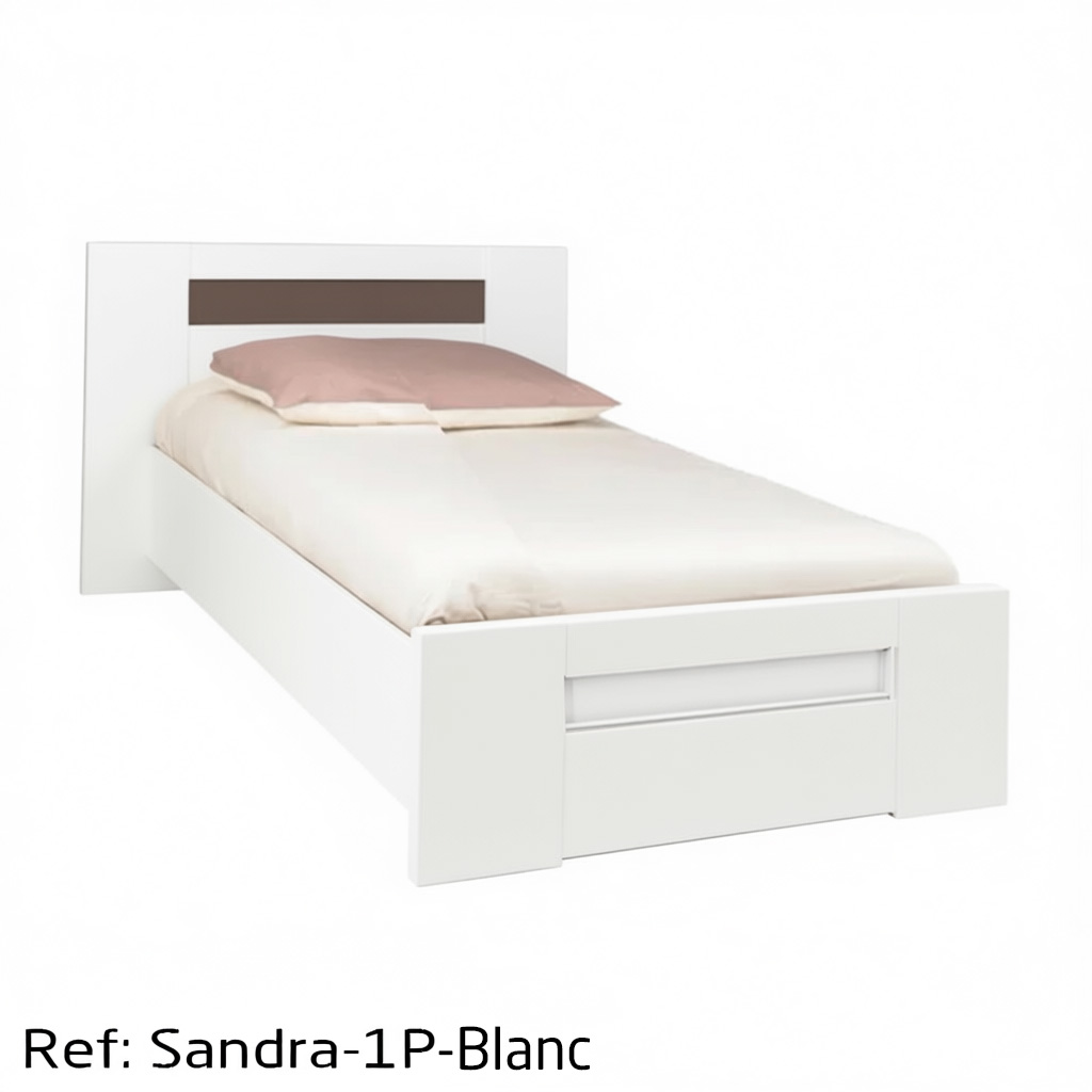 Lit Une Place SANDRA (PSC) (Blanc)